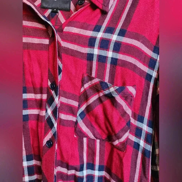 Rails Hunter Crimson Navy Button Up Plaid Shirt Size Small Women's - Picture 5 of 11